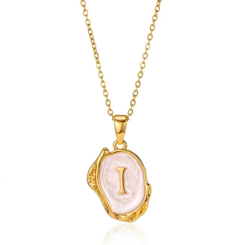 AZ Alphabet Gold Plated Stainless Steel Pendant Necklace