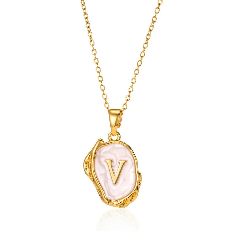AZ Alphabet Gold Plated Stainless Steel Pendant Necklace