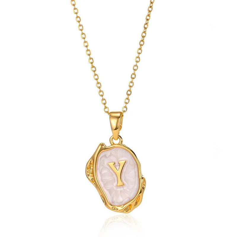 AZ Alphabet Gold Plated Stainless Steel Pendant Necklace