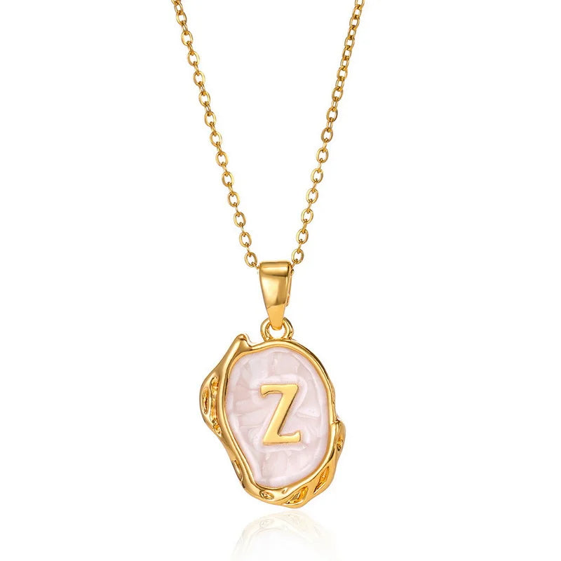 AZ Alphabet Gold Plated Stainless Steel Pendant Necklace