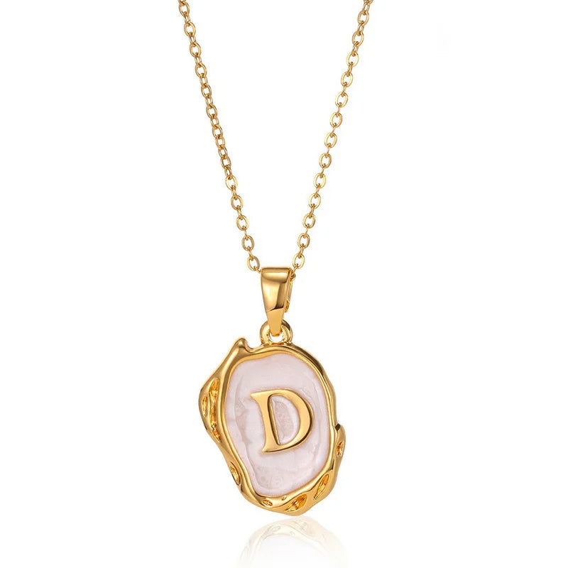 AZ Alphabet Gold Plated Stainless Steel Pendant Necklace