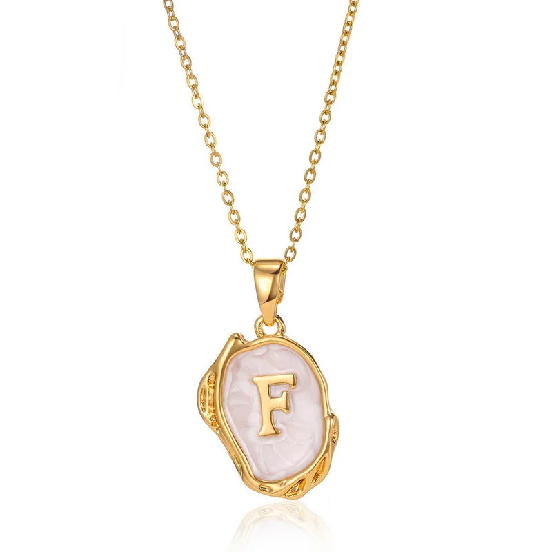 AZ Alphabet Gold Plated Stainless Steel Pendant Necklace