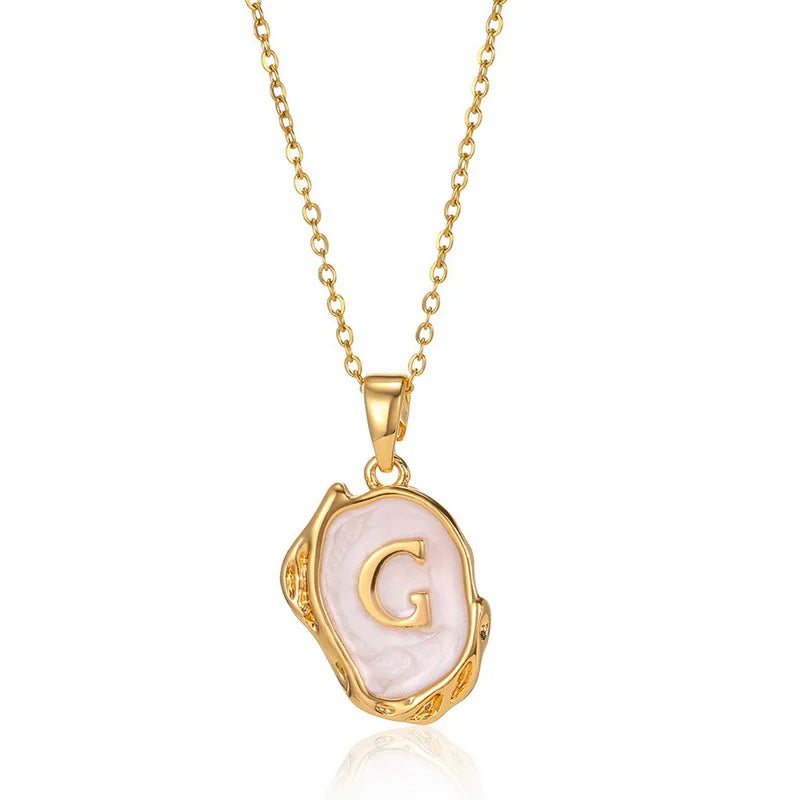 AZ Alphabet Gold Plated Stainless Steel Pendant Necklace