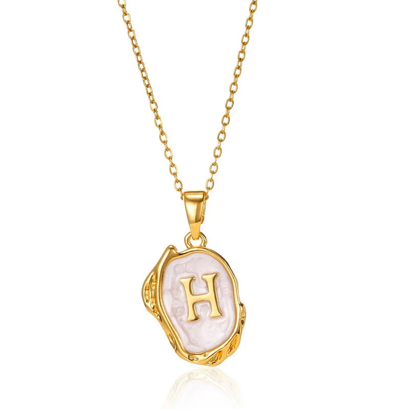 AZ Alphabet Gold Plated Stainless Steel Pendant Necklace