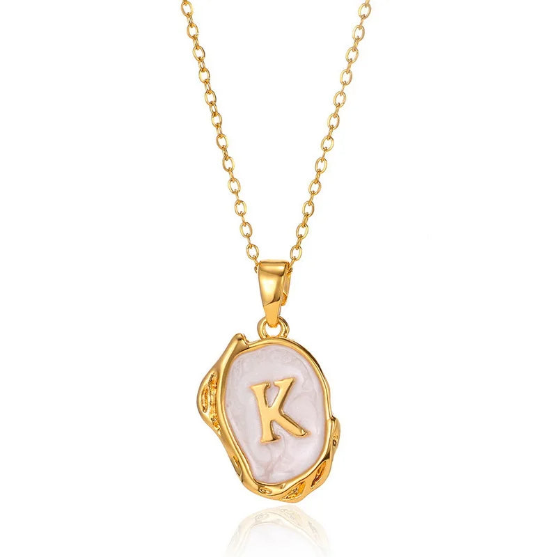 AZ Alphabet Gold Plated Stainless Steel Pendant Necklace