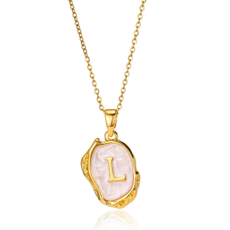 AZ Alphabet Gold Plated Stainless Steel Pendant Necklace