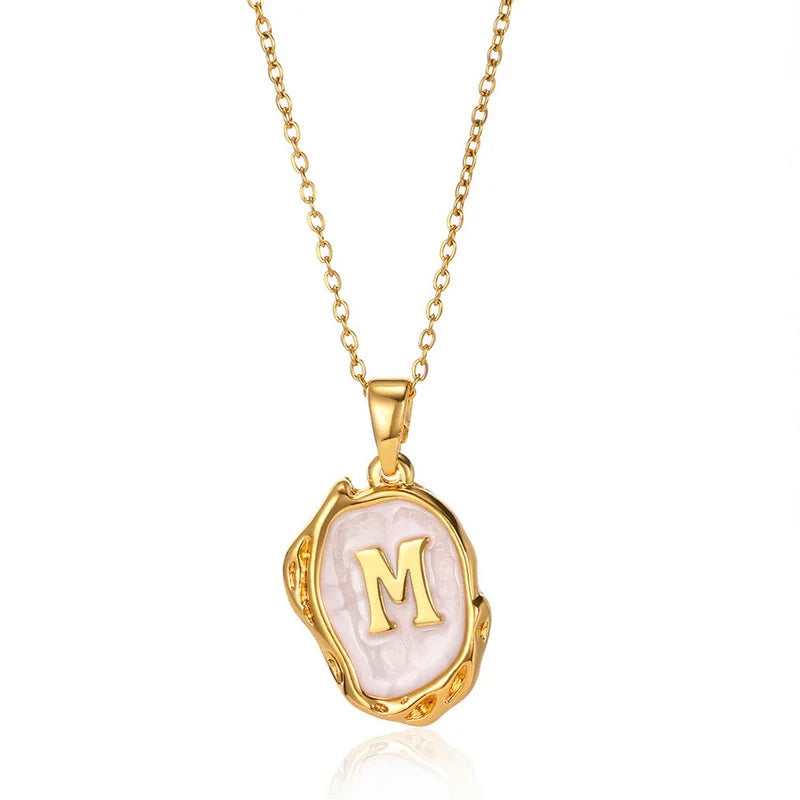 AZ Alphabet Gold Plated Stainless Steel Pendant Necklace
