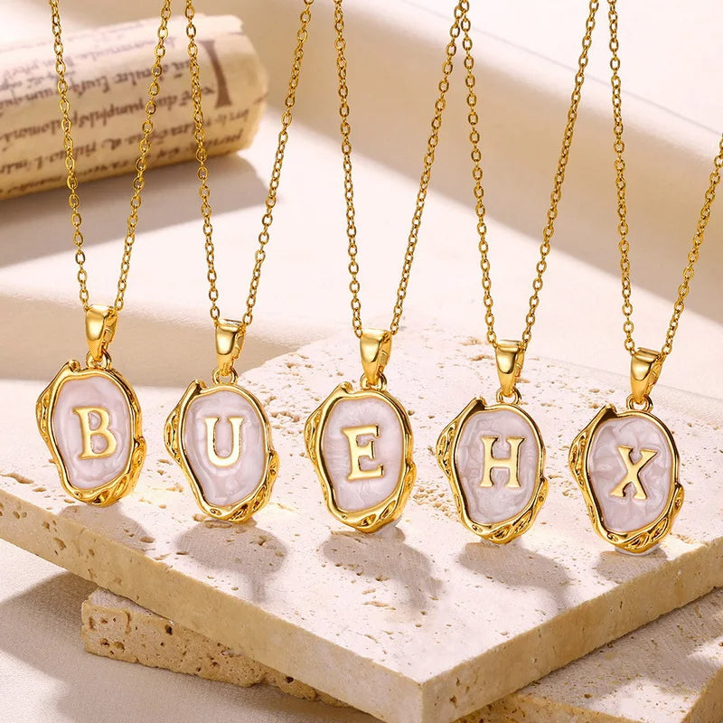 AZ Alphabet Gold Plated Stainless Steel Pendant Necklace