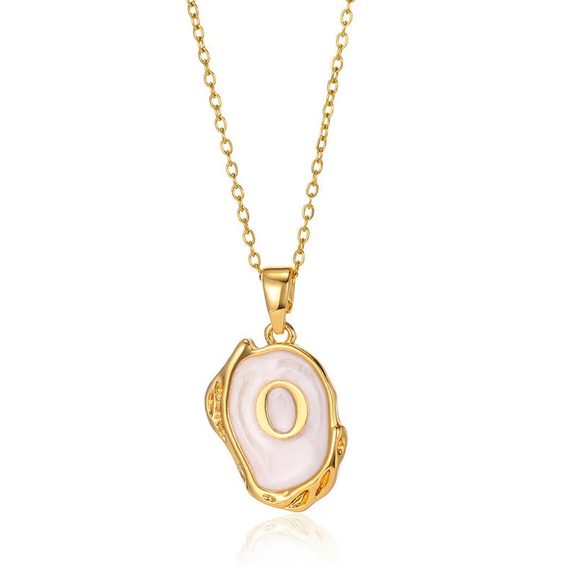 AZ Alphabet Gold Plated Stainless Steel Pendant Necklace