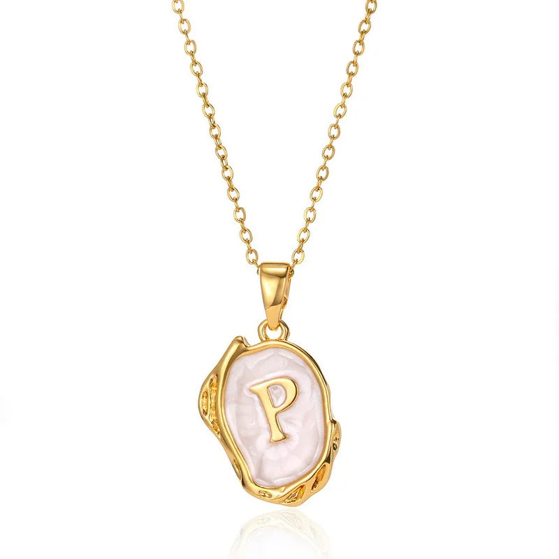 AZ Alphabet Gold Plated Stainless Steel Pendant Necklace
