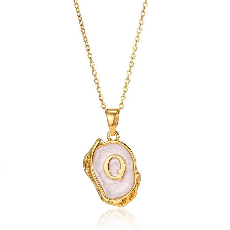 AZ Alphabet Gold Plated Stainless Steel Pendant Necklace