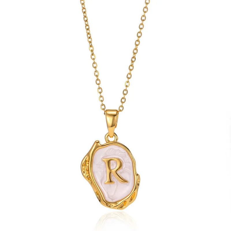 AZ Alphabet Gold Plated Stainless Steel Pendant Necklace