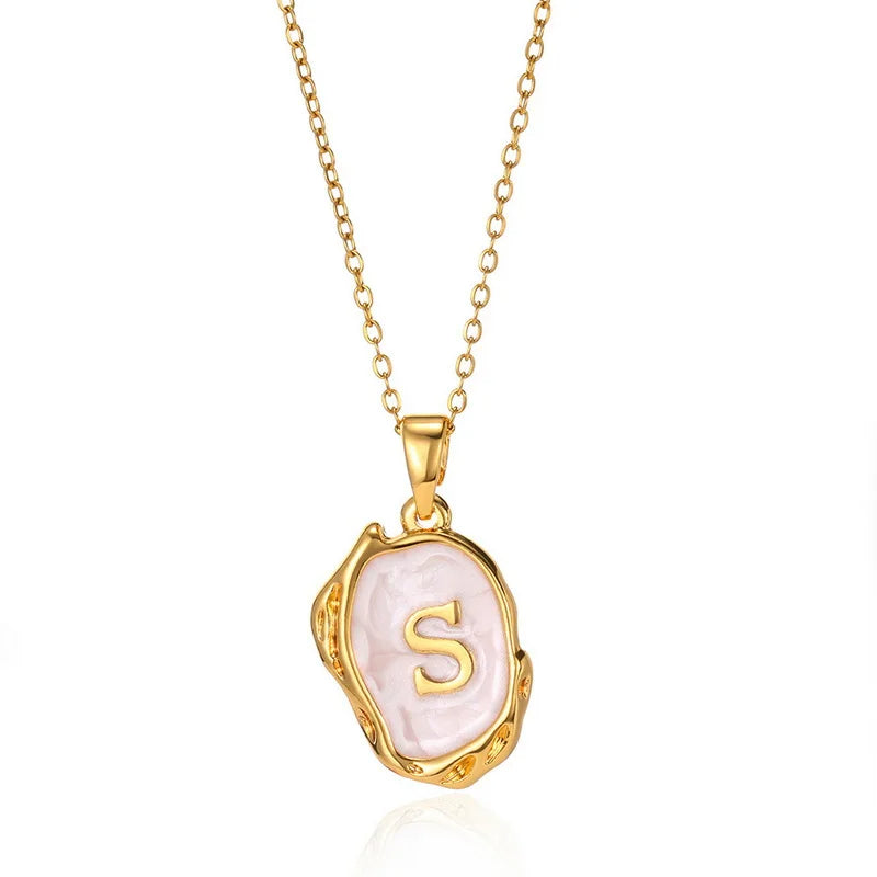 AZ Alphabet Gold Plated Stainless Steel Pendant Necklace