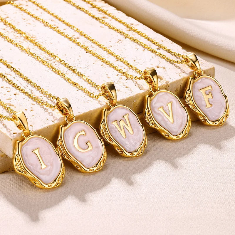AZ Alphabet Gold Plated Stainless Steel Pendant Necklace