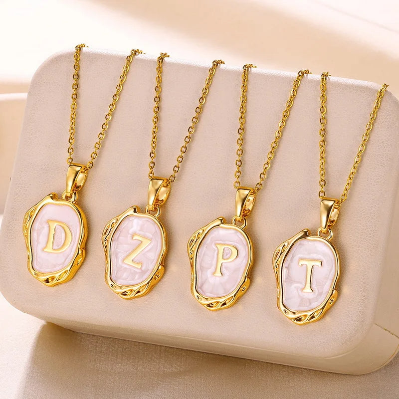 AZ Alphabet Gold Plated Stainless Steel Pendant Necklace