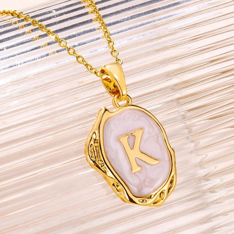 AZ Alphabet Gold Plated Stainless Steel Pendant Necklace