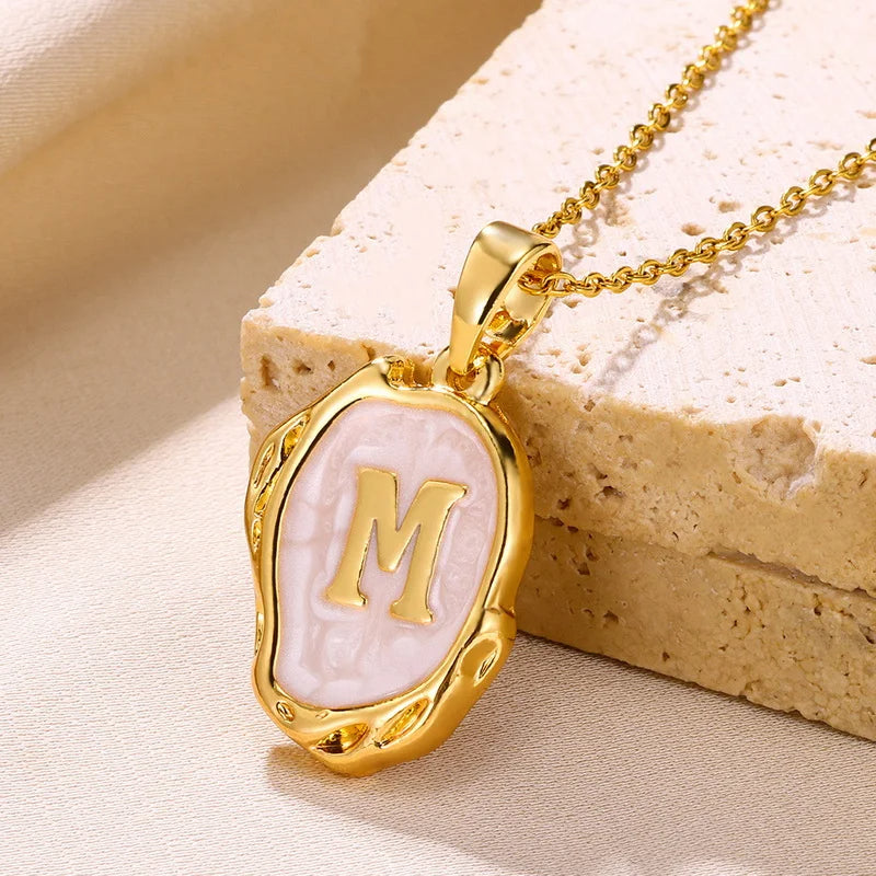AZ Alphabet Gold Plated Stainless Steel Pendant Necklace