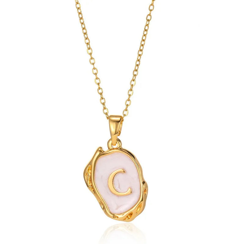 AZ Alphabet Gold Plated Stainless Steel Pendant Necklace
